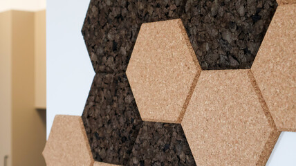 Detailed Close Hexagonal Cork Wall