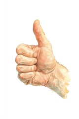 Watercolor Illustration Of A Thumbs Up Hand