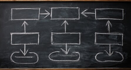 Flowchart drawn in chalk on a blackboard (1)