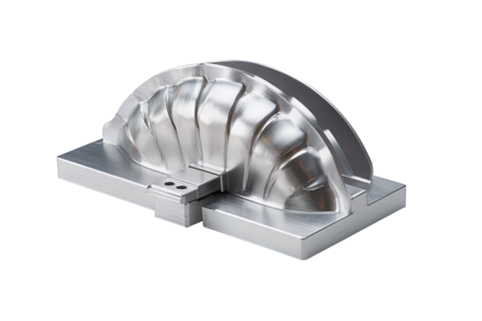 Semicircular dumpling press in compact form with crisp hinge detail, isolated on transparent background.
