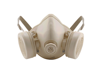 Durable half-face respirator mask designed for safety and filtration, isolated on transparent background.
