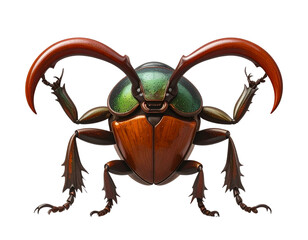 3D Hercules Beetle Icon Standing Proud with Raised Horns, Funny Cartoon Style PNG