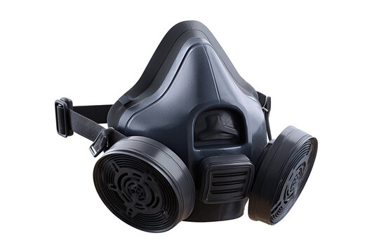 Durable half-face respirator mask designed for safety and filtration, isolated on transparent background.
