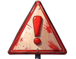 Cartoon Style Danger Sign with Exclamation PNG