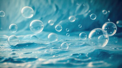 Bubbles on water surface in motion.