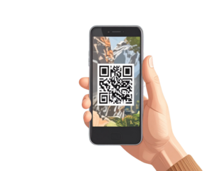 Mobile with QR Code PNG
