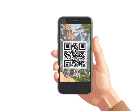 Mobile with QR Code PNG