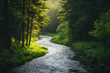 Fototapeta premium Scenic mountain river in forest
