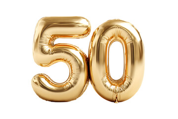 Gold balloons for 50th birthday or anniversary celebration.