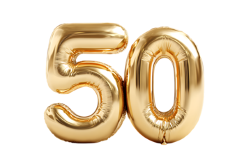 Gold balloons for 50th birthday or anniversary celebration.