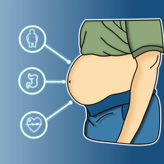 Obesity and Health Problem Illustration with Fat Areas