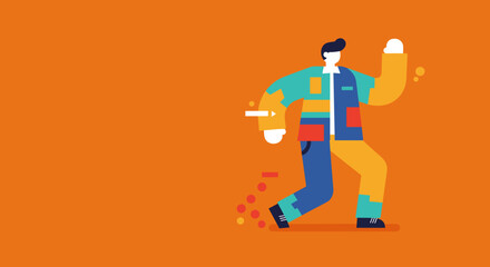 Vibrant illustration of a dynamic person moving forward, symbolizing progress, energy, and determination. Ideal for business, lifestyle, and achievement concepts.