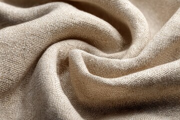Beige fabric swirled, showing texture and drape