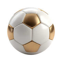 White and gold soccer ball isolated on black.