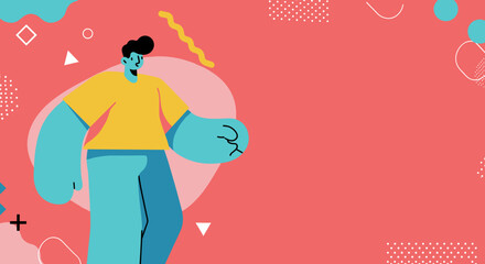 Stylized man in a vibrant abstract background. Ideal for modern marketing, business presentations, or lifestyle content with copy space.