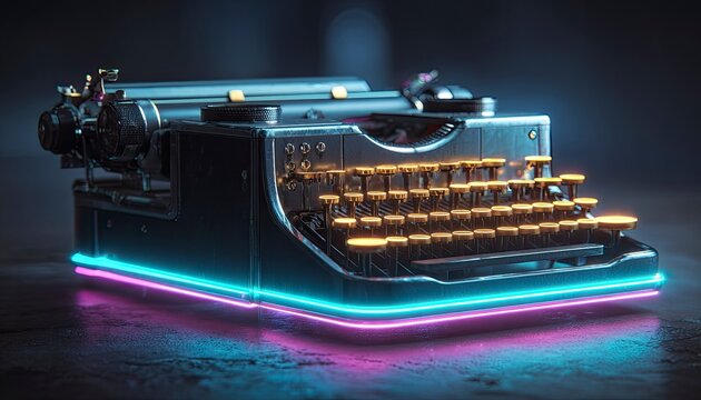 Neon Typewriter Echoes of a Digital Past