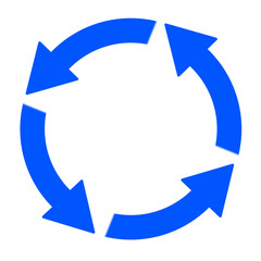 Blue Rotating Arrow Icon Representing Trust and Stable Workflow