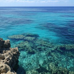 Rocky coastline with clear blue water