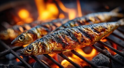 Grilled fish on a barbecue grill