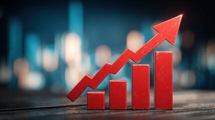 Red arrow rising upward indicating inflation curve monitor with visual plotting of price dynamics and trends