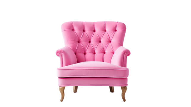 Title: Elegant Pink Chair on White Background