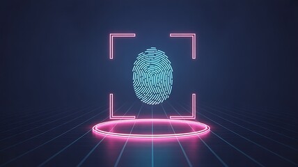 Futuristic fingerprint scanner with digital security and biometric authentication