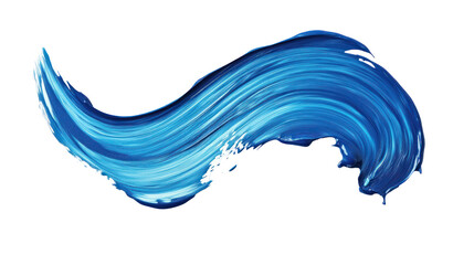 blue abstract paint stroke fluid liquid isolated on white or transparent background