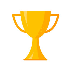 Golden trophy cup, winner prize, vector illustration.