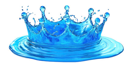 blue water swirl splash in a crown shape clip art isolated on white or transparent background