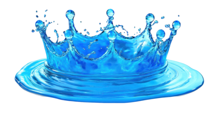 blue water swirl splash in a crown shape clip art isolated on white or transparent background