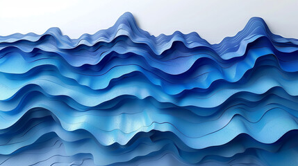 Abstract layered wavy blue landscape.