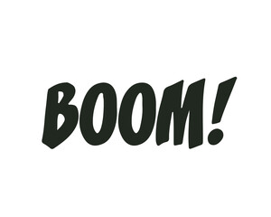Comic style boom explosion cloud illustration with bold text, retro cartoon blast design for pop art projects, stickers, posters, graphic templates, and digital artwork.