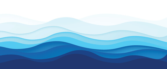 Sea waves layered vector background illustration and sea beach vector illustration.