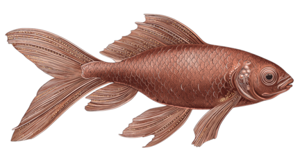Detailed illustration of a copper-colored fish aquatic isolated on a transparent background