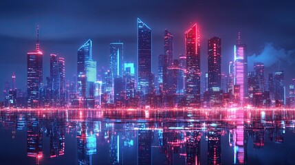 Fototapeta premium Futuristic smart city powered by IoT and digital connectivity. 