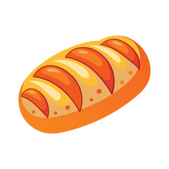 Fresh Bread Loaf Cartoon Illustration – Bakery Food Sticker