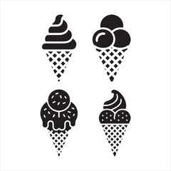 set of black silhouette ice cream candies