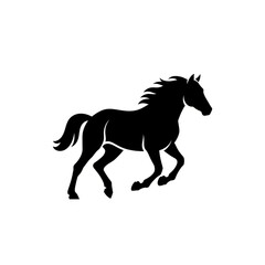 Black silhouette of a horse running at full speed