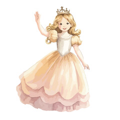 A Delicate Princess in a PastelColored Gown with a Golden Crown