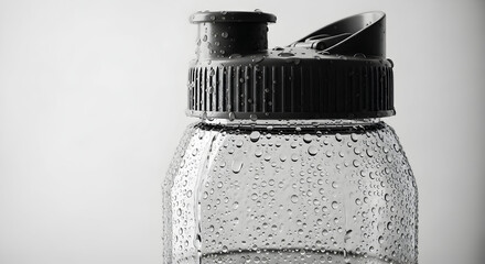 Refreshing hydration after a workout a clear water bottle glistening with condensation isolated on
