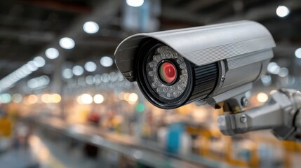 High-Quality Close-Up of Security Camera in Industrial Setting
