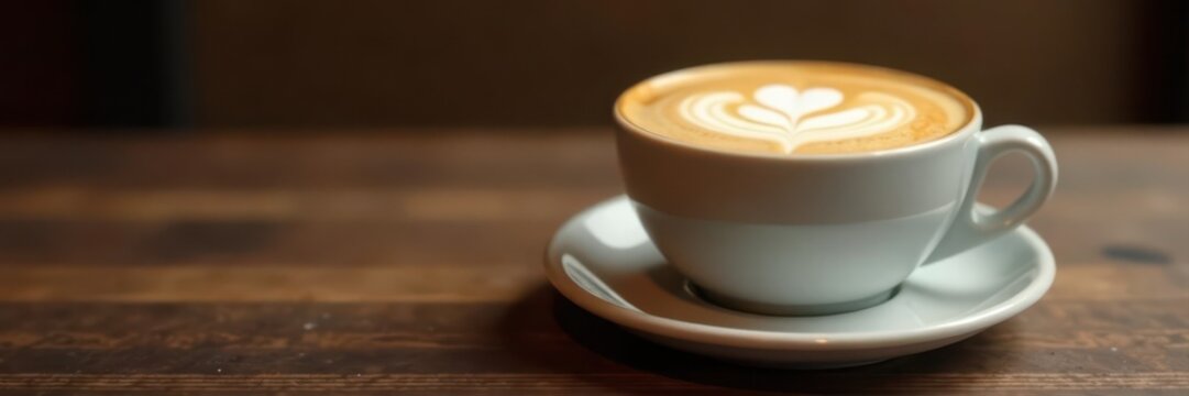 Layered latte macchiato, creamy foam, wooden board setting , whipped cream, coffee shop
