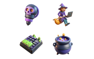 Creepy Skull with Flames 3D Icon