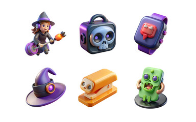Obraz premium Ghost and Pumpkin Lantern Halloween 3D Icon Pack – Cute Holiday Illustration Set