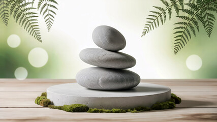 Obraz premium zen stones and green leaf