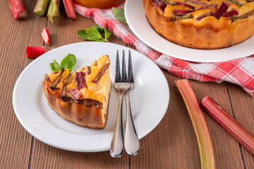 Summer homemade baking, tasty rhubarb pie
