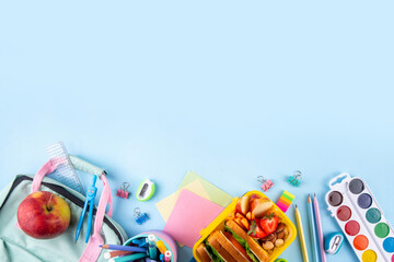 Back to school. Healthy school meal background