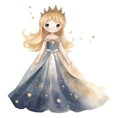 Adorable Princess in a Starry Night Gown