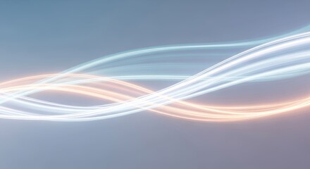 Graceful luminous waves of light intertwine, forming an elegant abstract pattern that signifies energy, technology, and fluid motion