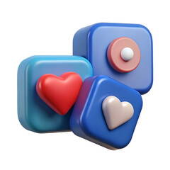 A 3D vector illustration of social media engagement.